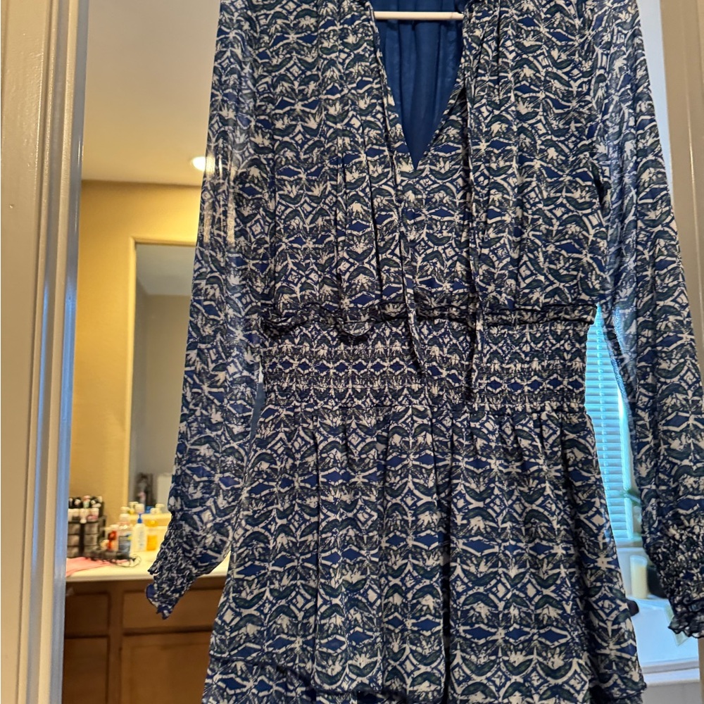 Zara Blue and White Patterned Dress